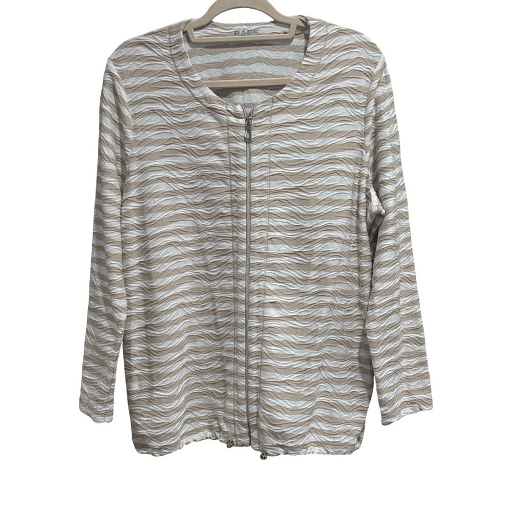 Rabe Textured Wavy Pattern Zip-Up Cardigan